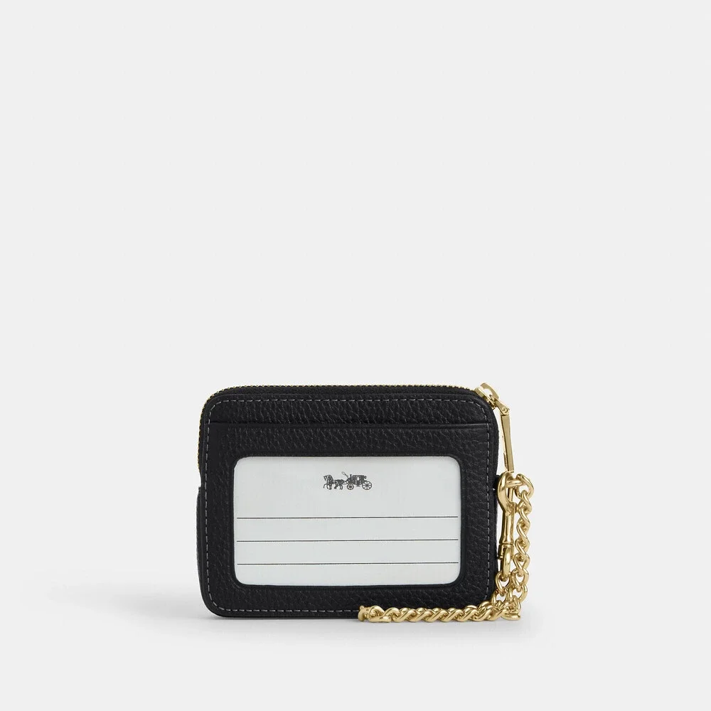 NWT Coach Outlet Zip Card Case In Signature Leather-Black